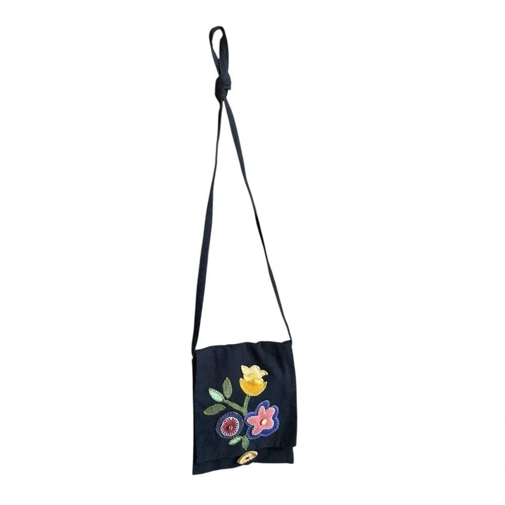 Moda Home Embroidered Floral Crossbody Bag – 100% Cotton, Boho Folk Style